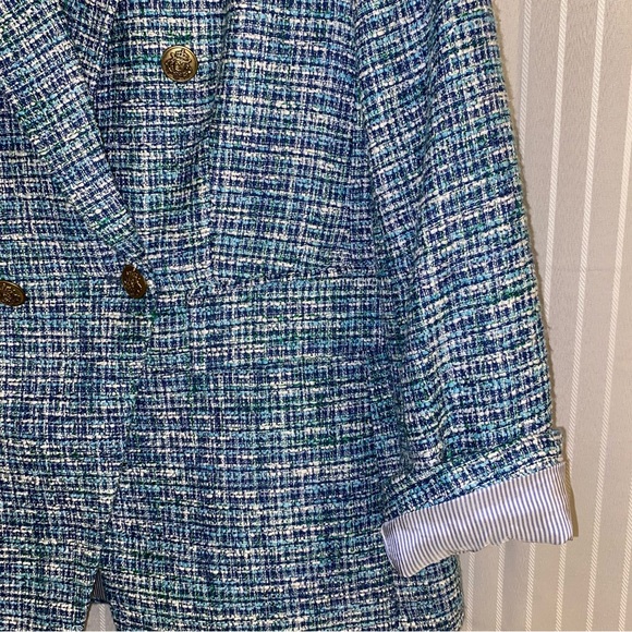 LOFT Blue and White Tweed Blazer - Picture 2 of 6